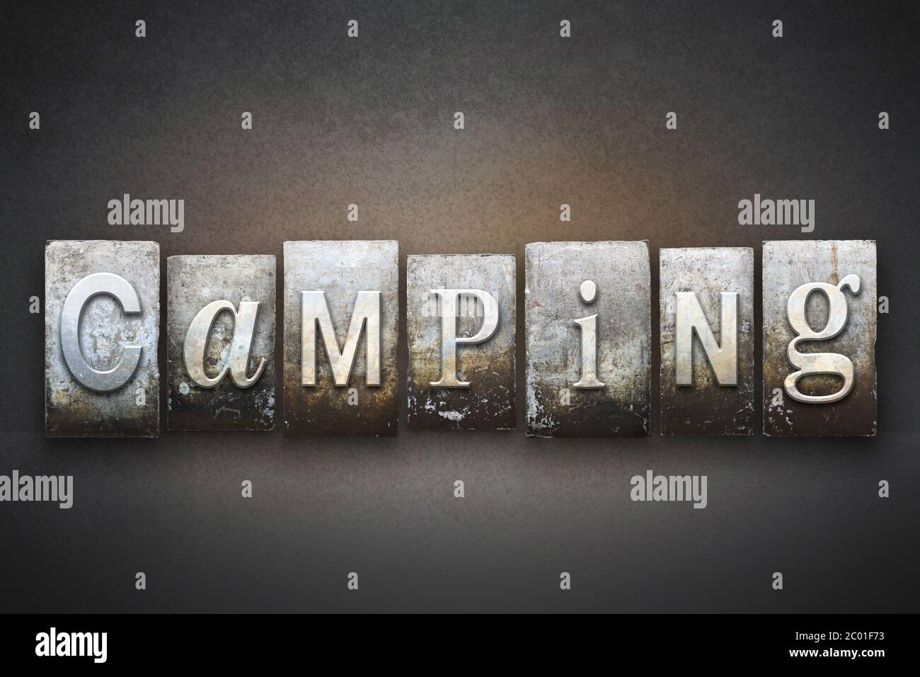 Camping Letterpress Stock Photo