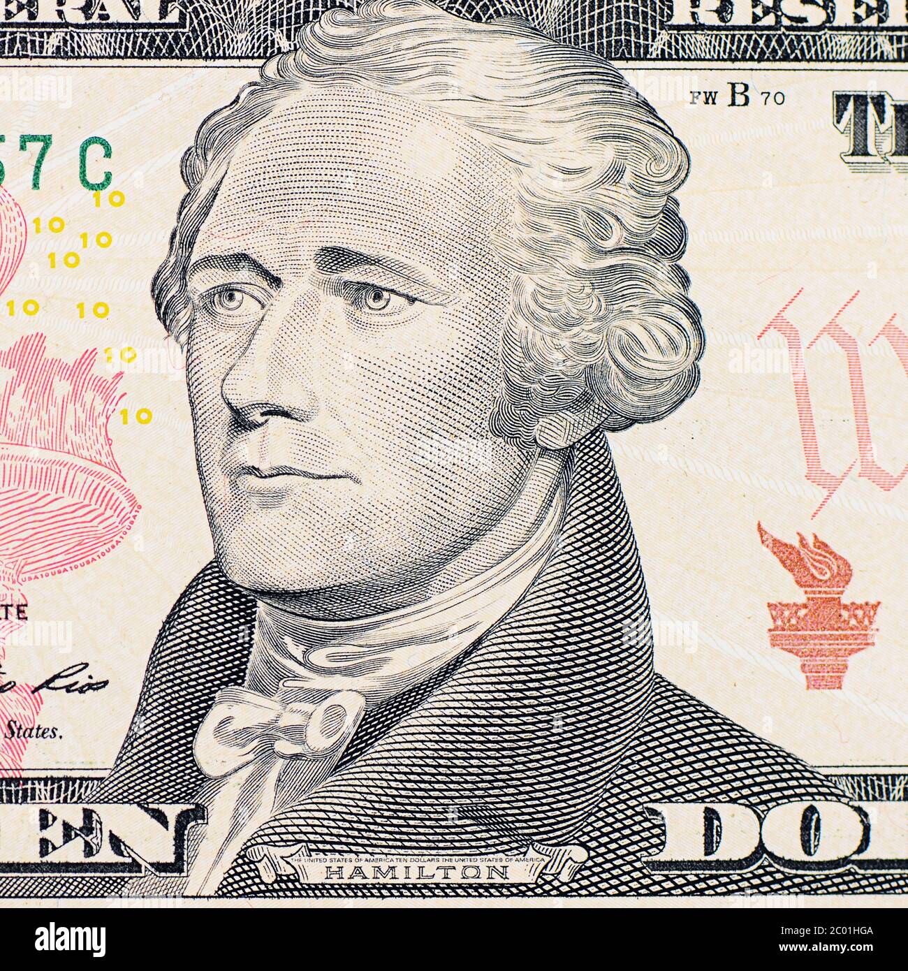 The face  Hamilton the dollar bill Stock Photo
