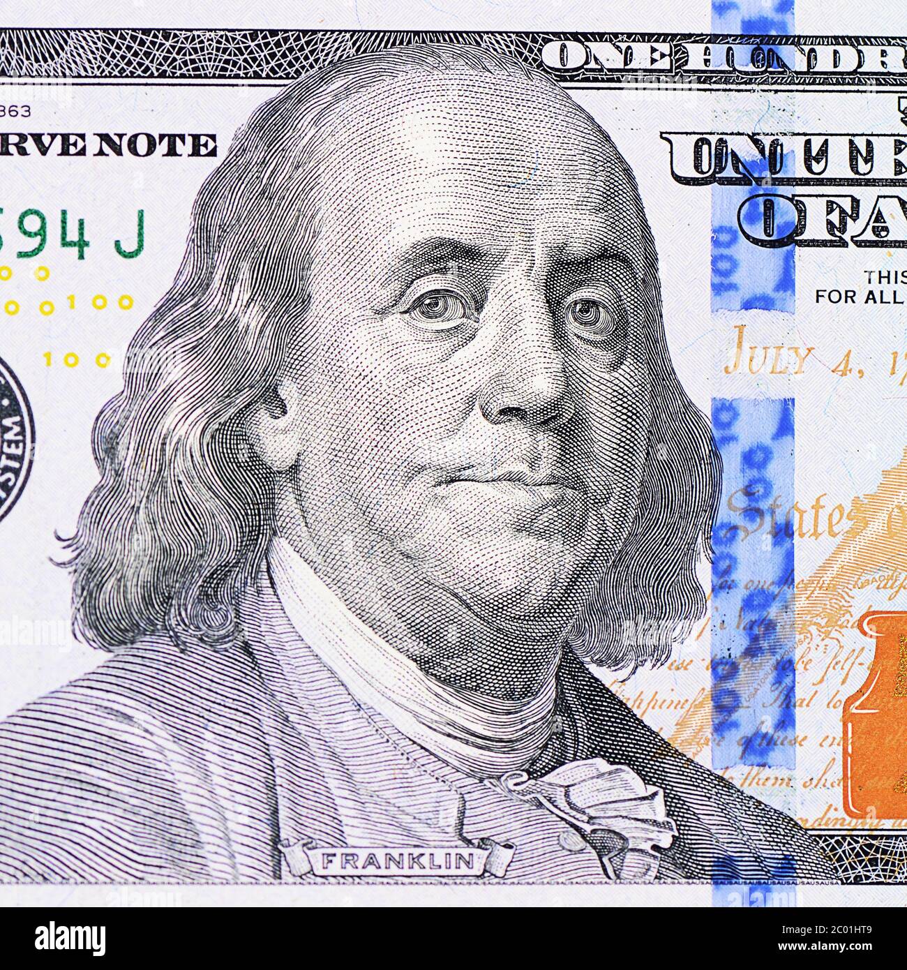 The face Franklin the dollar bill Stock Photo