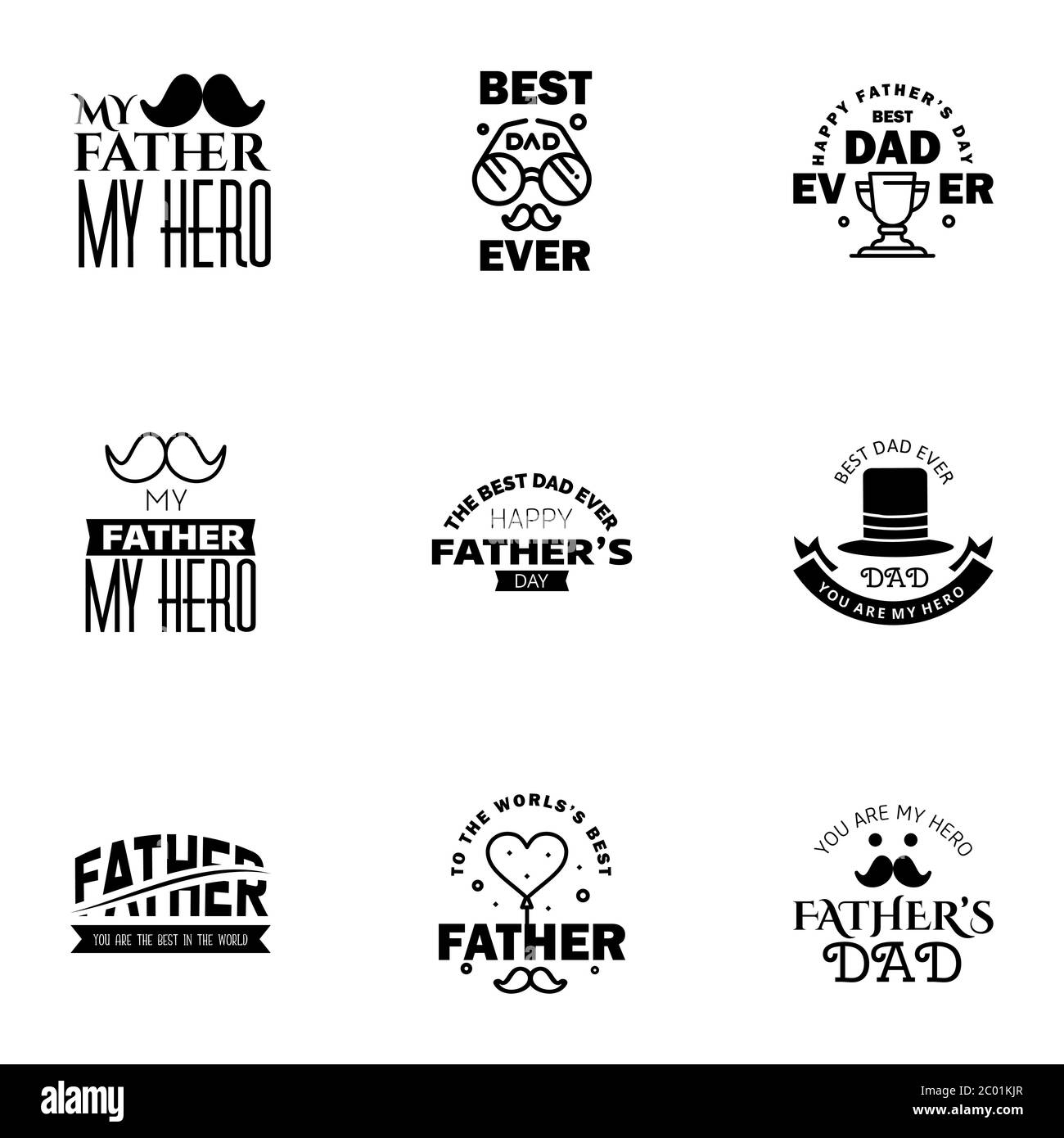 9 Black Happy Fathers Day Design Collection A Set Of Twelve Brown