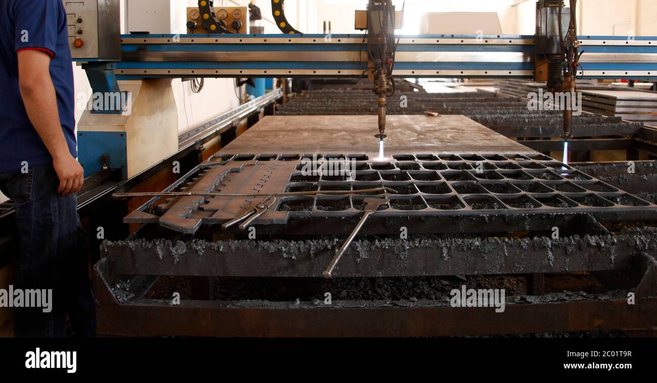 CNC laser cutting metal sheet Stock Photo Alamy