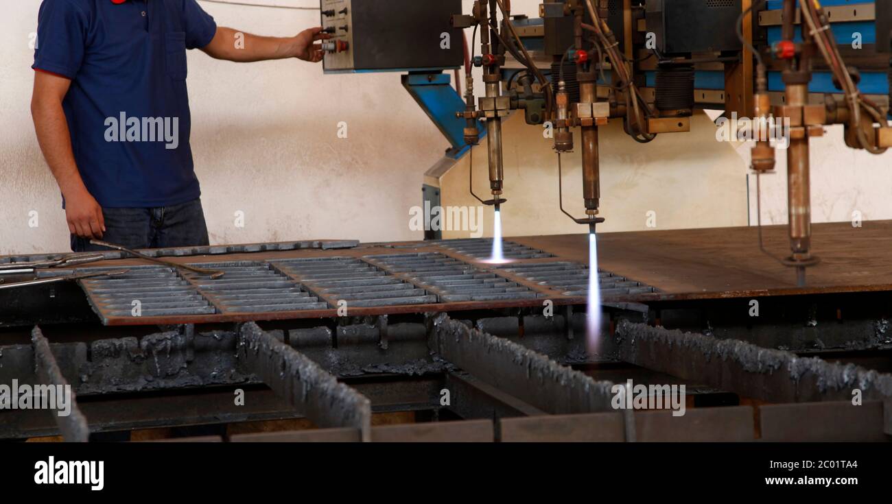 CNC laser cutting metal sheet Stock Photo Alamy
