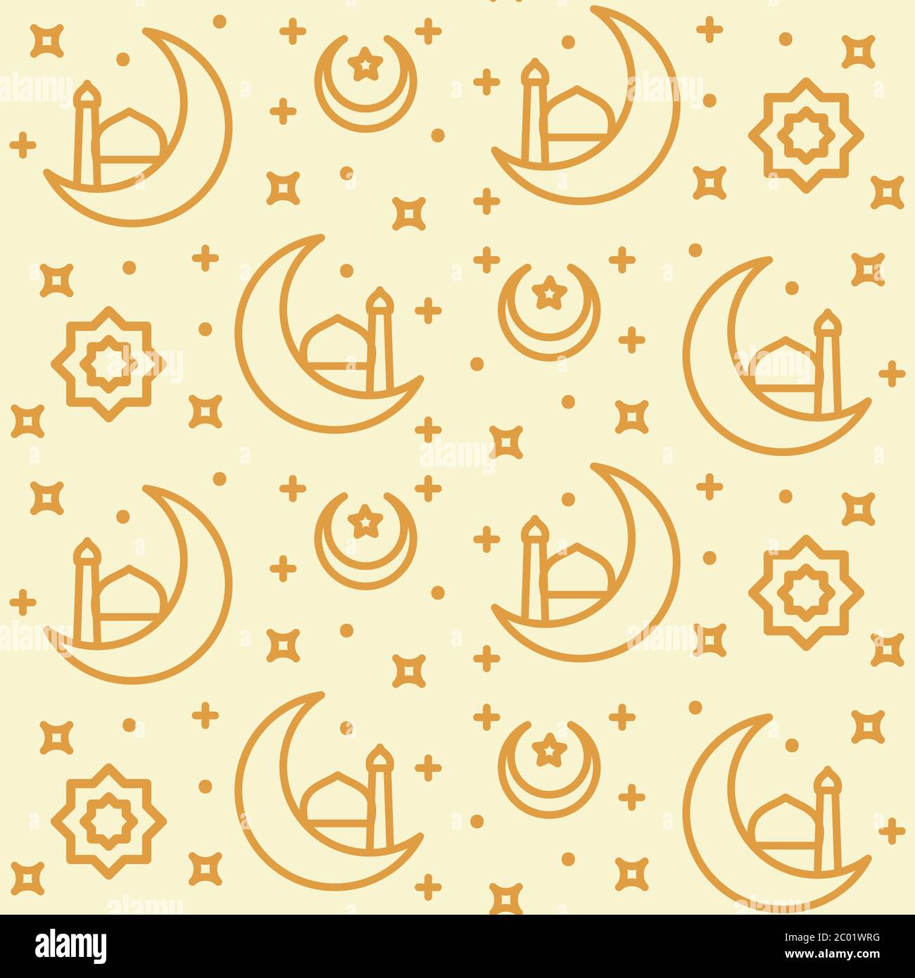muslim pattern icon crescent moon star half mosque ornament with ...