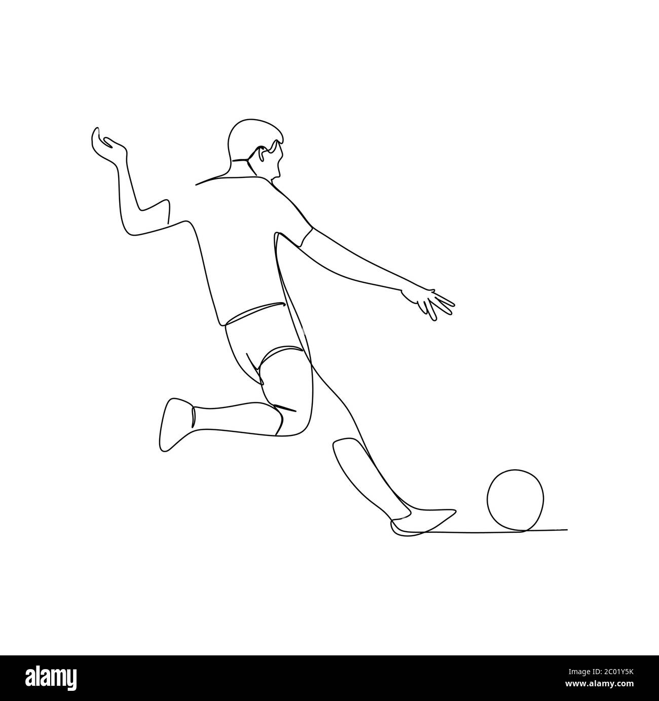 A man kicking a ball. Continuous one line drawing vector illustration Stock Photo
