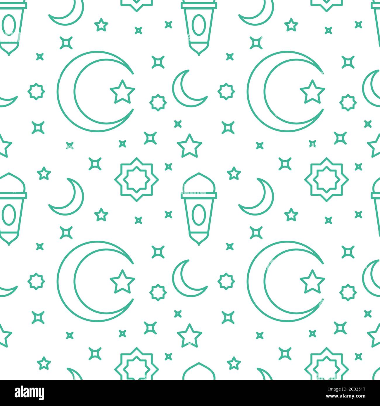 Islam pattern icon crescent moon lantern ornament star with outline ...