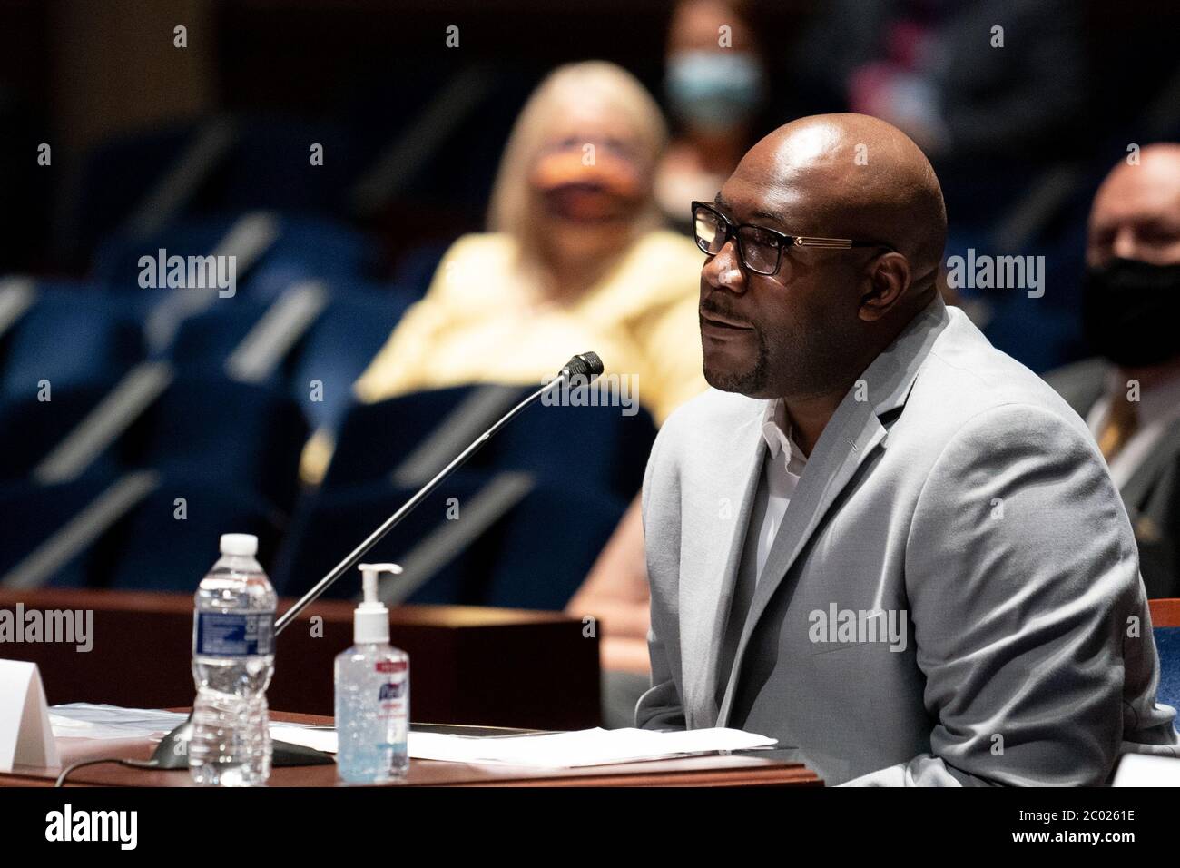 (200611) -- WASHINGTON D.C., June 11, 2020 (Xinhua) -- Philonise Floyd, brother of George Floyd, attends the House Judiciary Committee's hearing titled 'Policing Practices and Law Enforcement Accountability' in Washington, DC, the United States on June 10, 2020. (Erin Schaff/Pool via Xinhua) Stock Photo