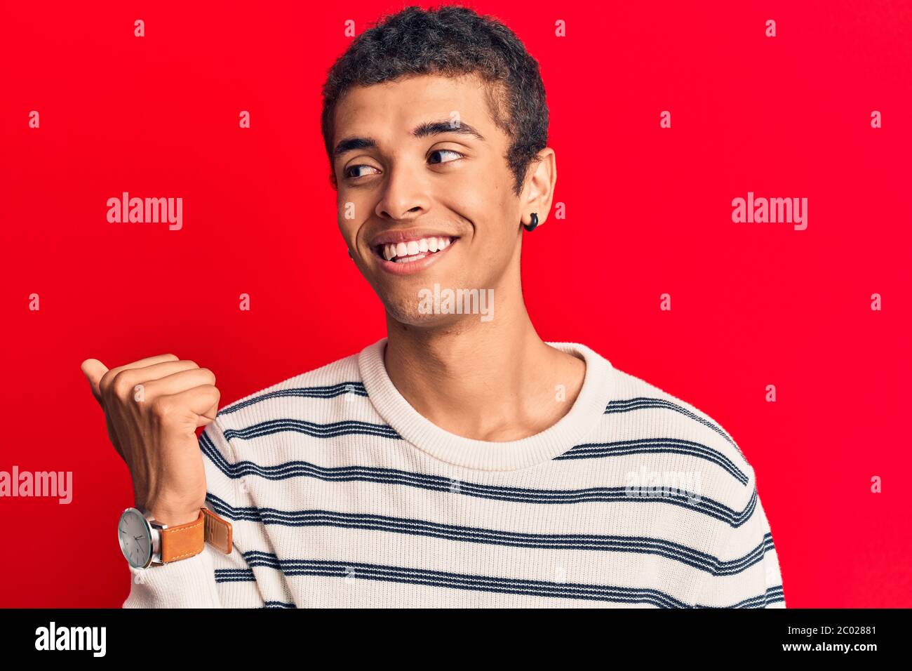 Young african amercian man wearing casual clothes smiling with happy ...