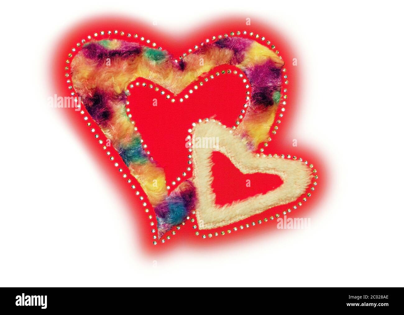 Red heart fluff and sequin Stock Photo