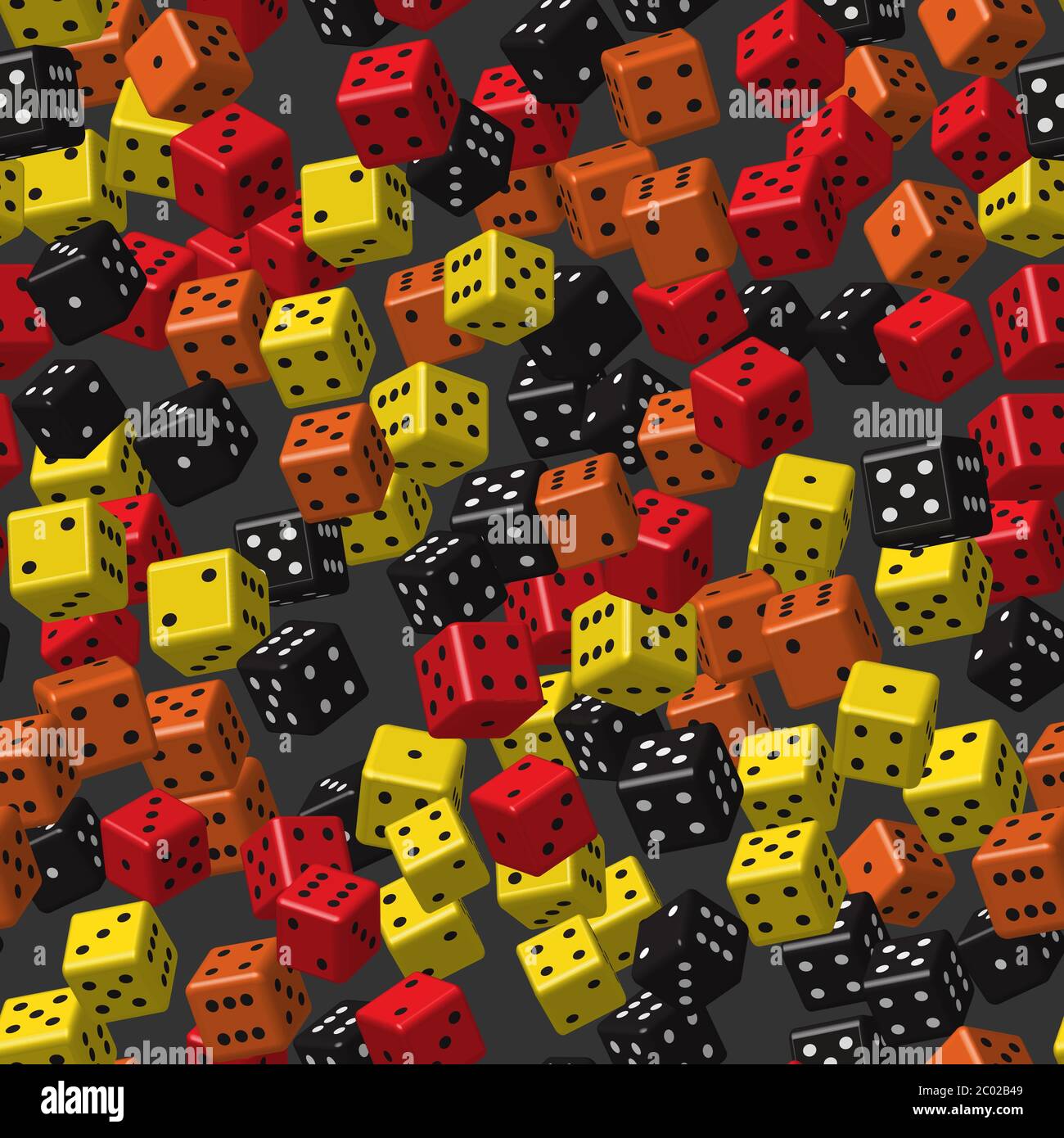 Red Black Yellow Orange Dice Seamless Pattern 3d Illustration Stock