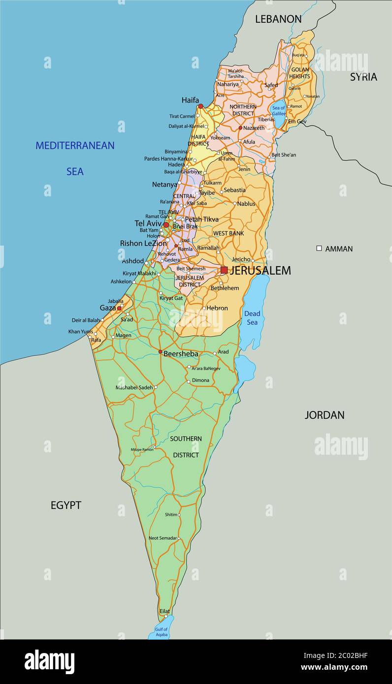 Israel - Highly detailed, editable political map with labeling. Stock Vector