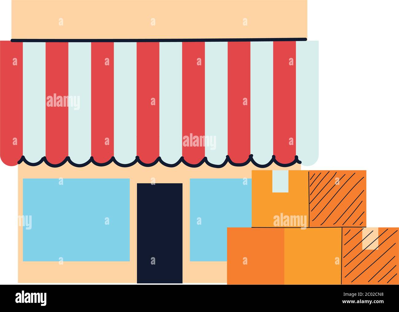store with merchandise and location vector illustration desing Stock ...