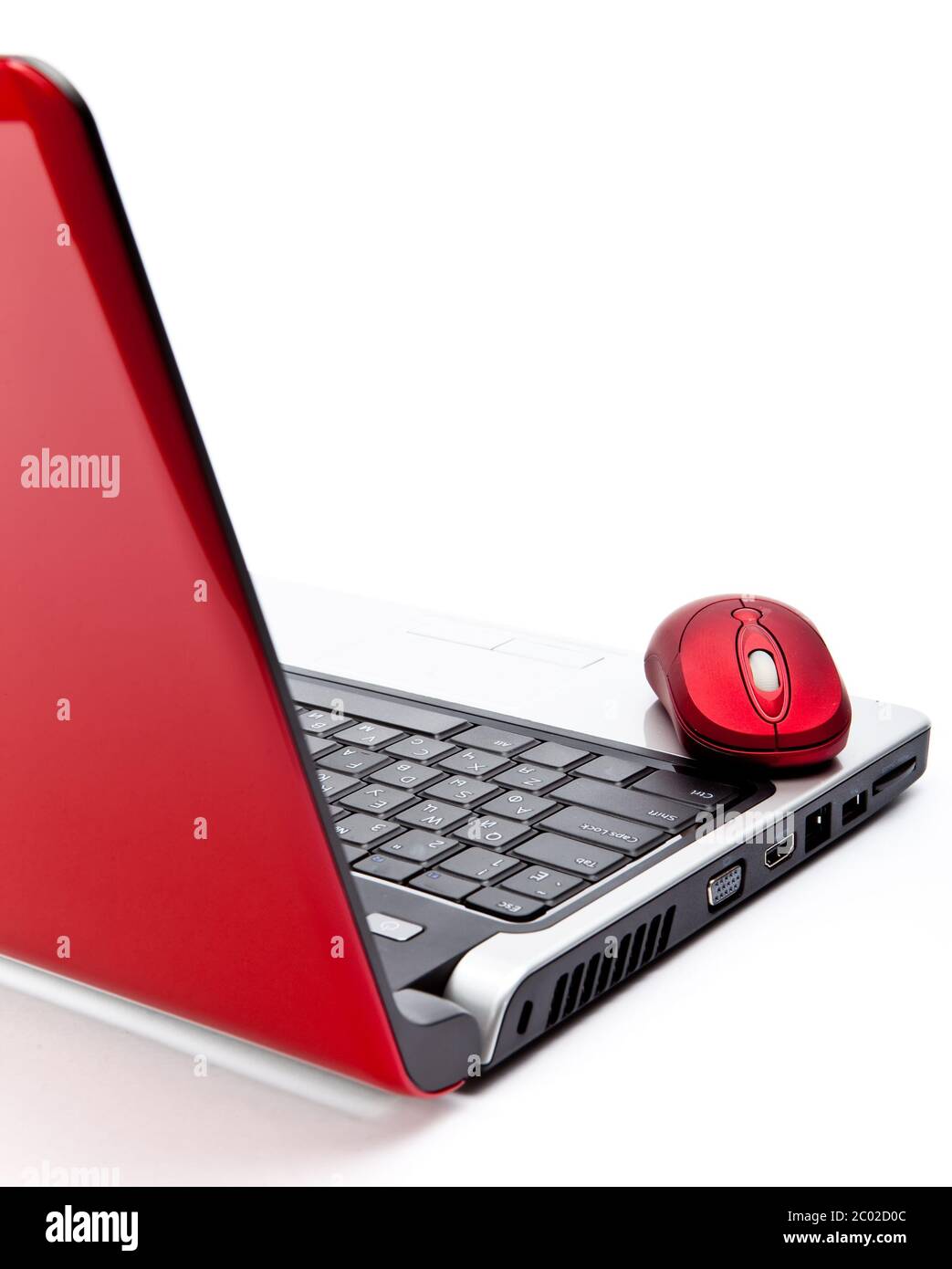 Red computer mouse and red notebook Stock Photo - Alamy
