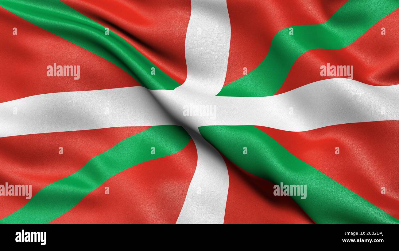 Flag of the Basque Autonomous Community waving in the wind. 3D illustration. Stock Photo