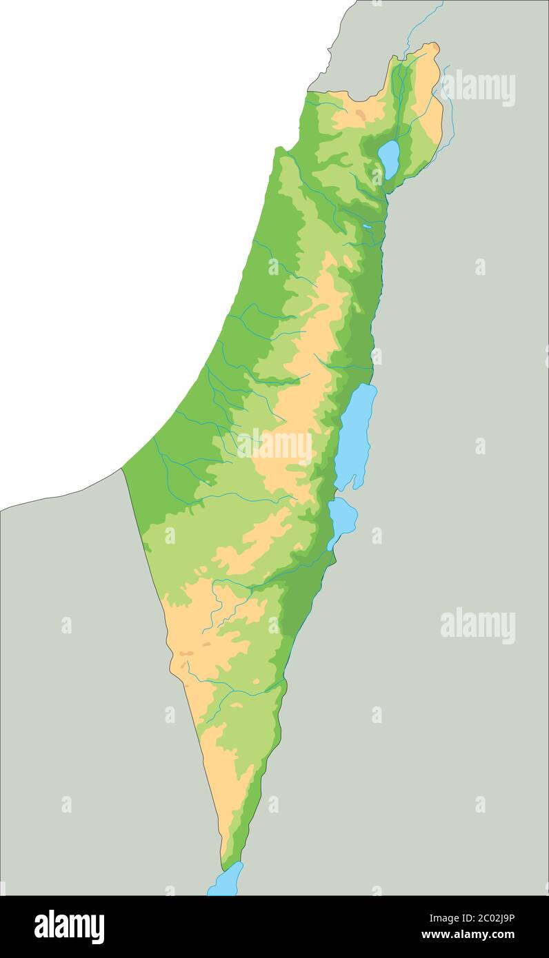 High detailed Israel physical map. Stock Vector
