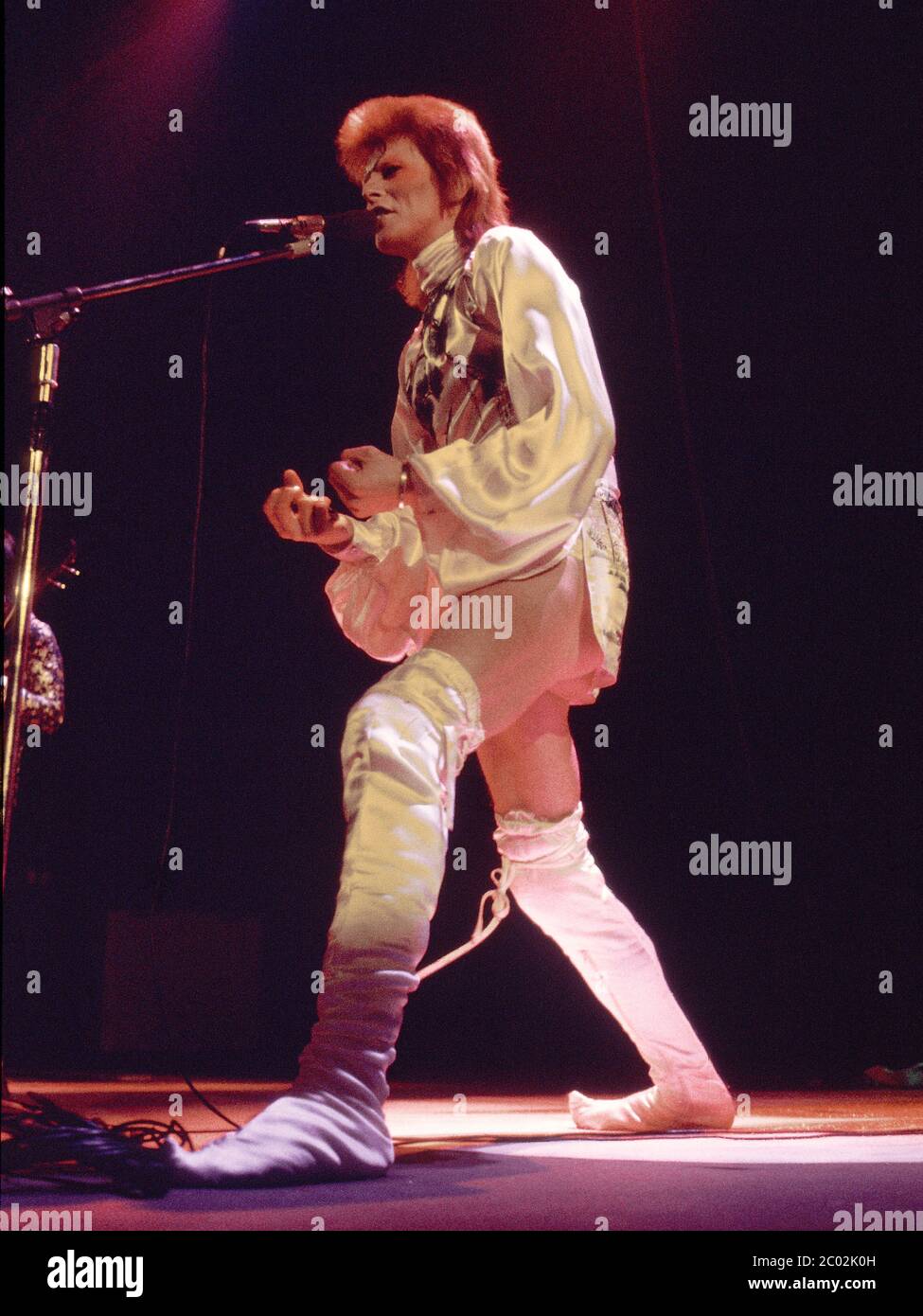 David Bowie as Ziggy Stardust in concert at Earl's Court Exhibition Hall,London 12th May 1973 Stock Photo