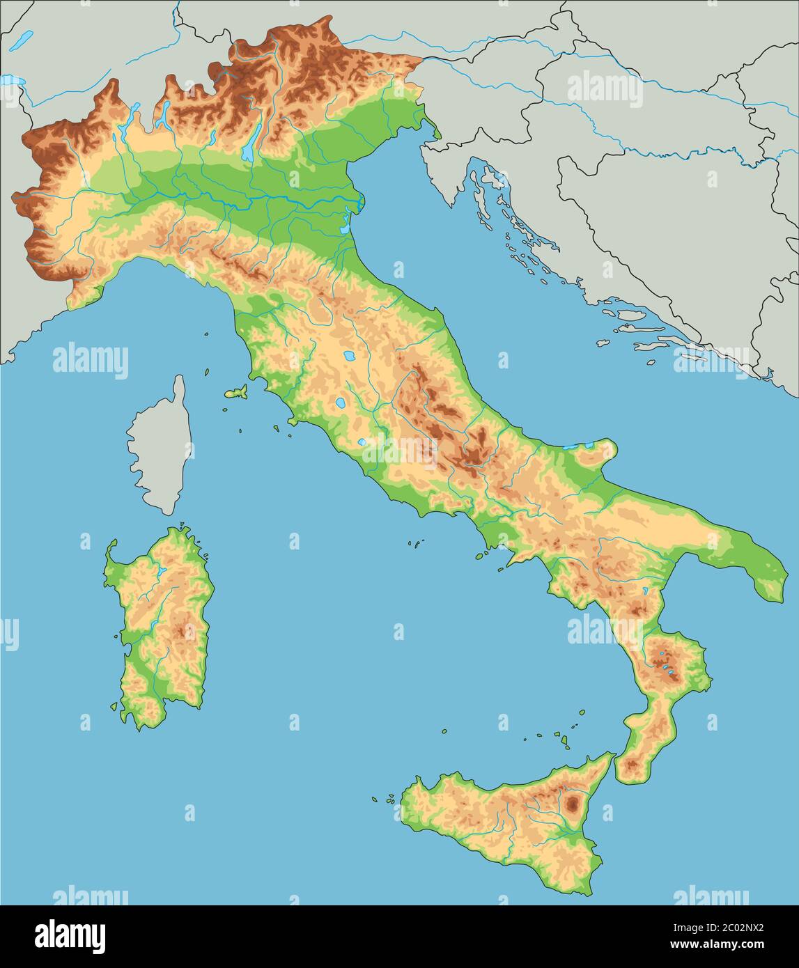 Какие горы на территории италии. Рельеф Италии карта. Апеннинский полуостров Рим. Рельеф Италии Италии. Карта Италии физическая рельеф.