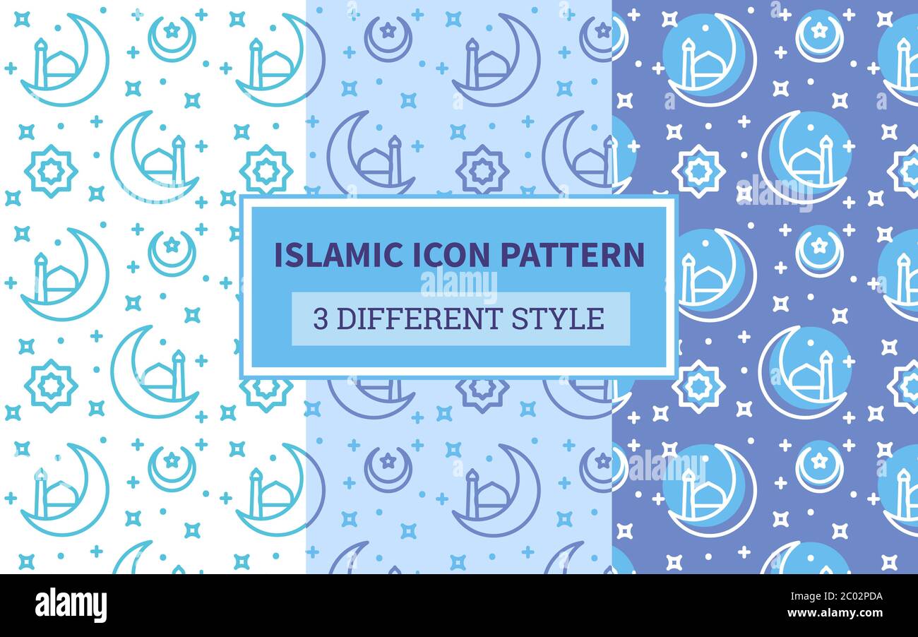 Islamic icon pattern lantern crescent moon ornament star with bundling ...