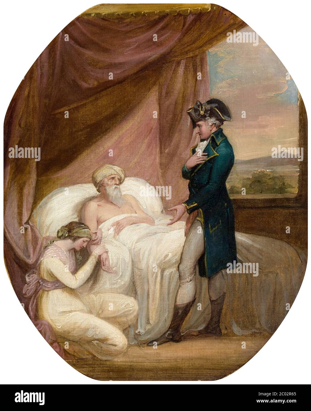 The Brahmin Committing his Daughter Coraly to the Care of Blandford, painting by Thomas Kirk, circa 1793 Stock Photo