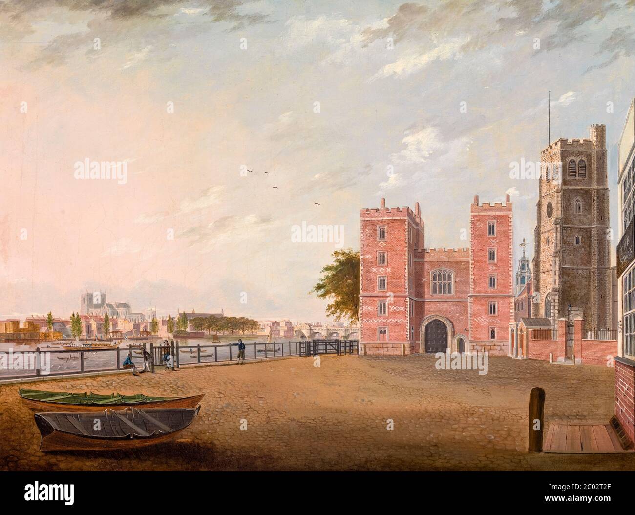 Lambeth Palace from the West, landscape painting by Daniel Turner, 1802 Stock Photo