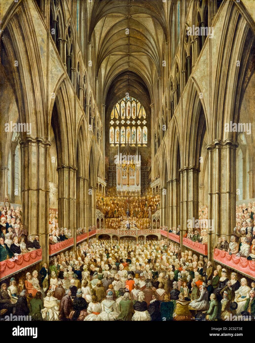 Interior View of Westminster Abbey on the Commemoration of Handel, taken from the Manager's Box, painting by Edward Edwards, circa 1790 Stock Photo