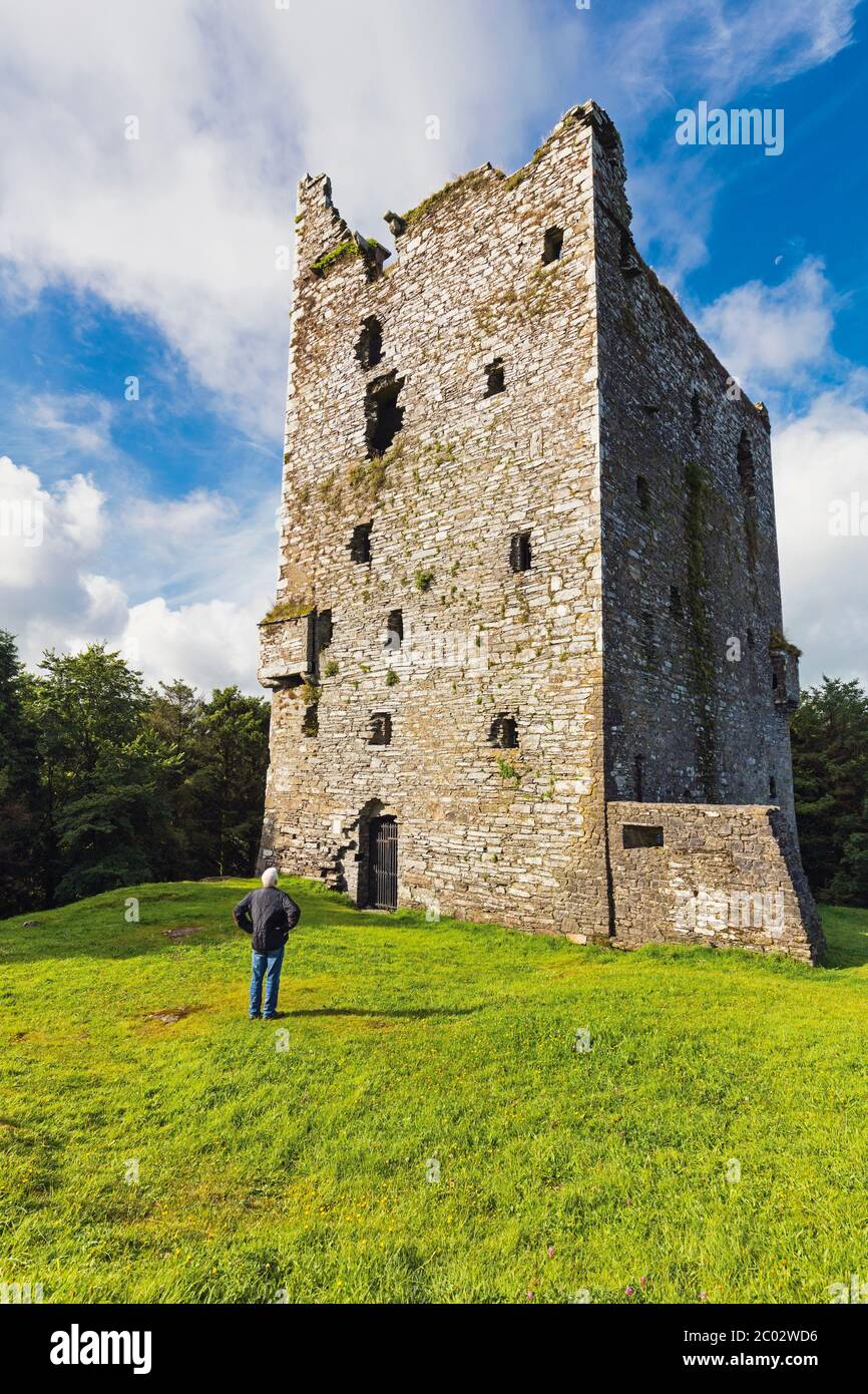 The 16th century towerhouse known as Ballinacarriga Castle, between