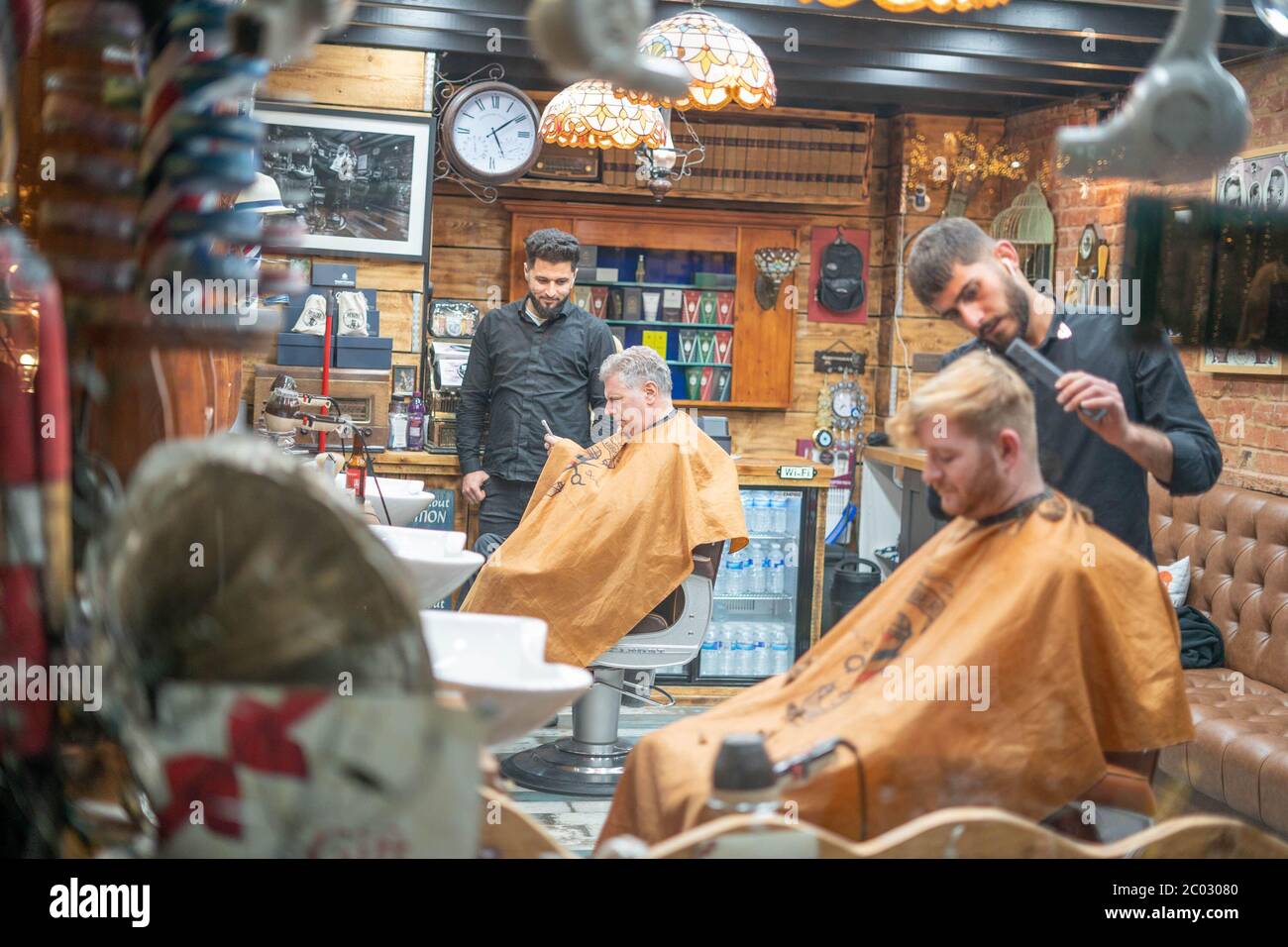 barber shop window Stock Photo