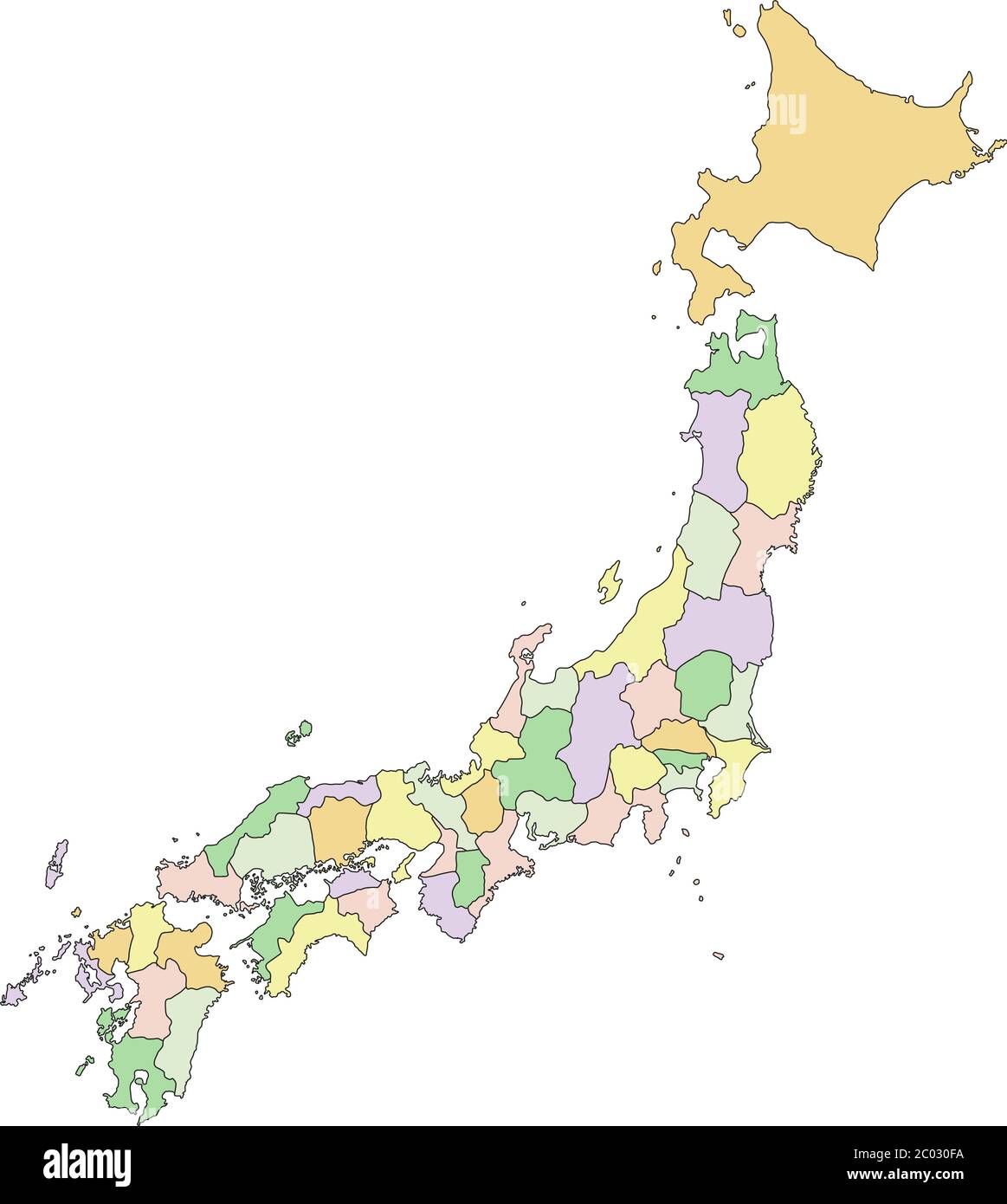 Japan - Highly detailed editable political map. Stock Vector
