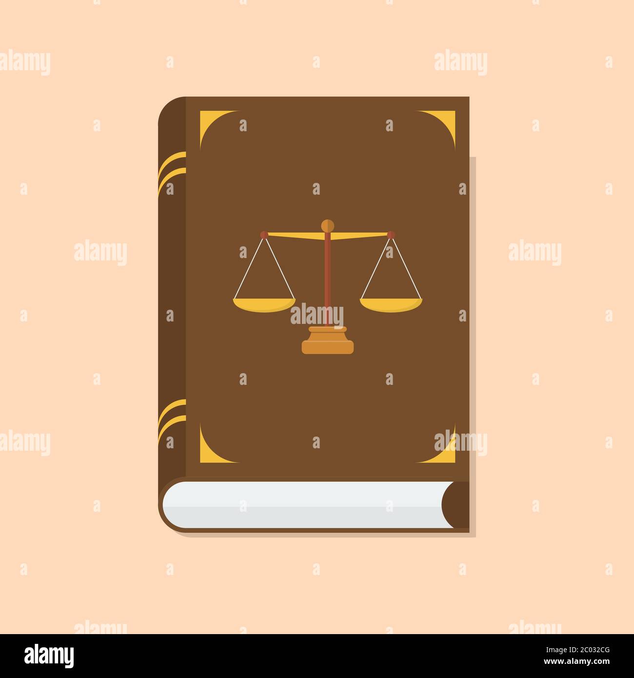 Law and justice book icon. Scales of justice on book cover. Vector illustration Stock Vector