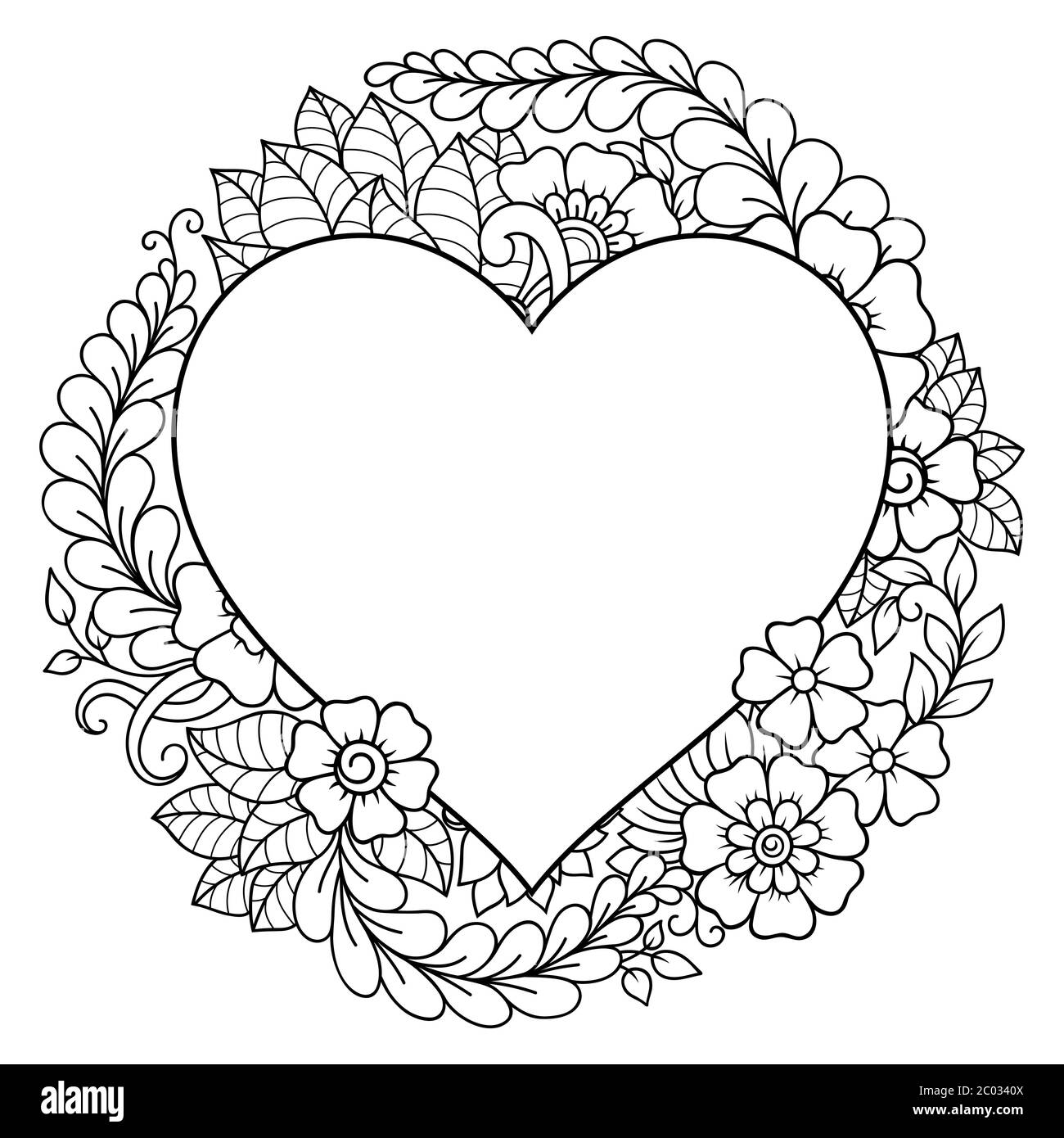 Pattern in form of heart for Henna, Mehndi, tattoo ...