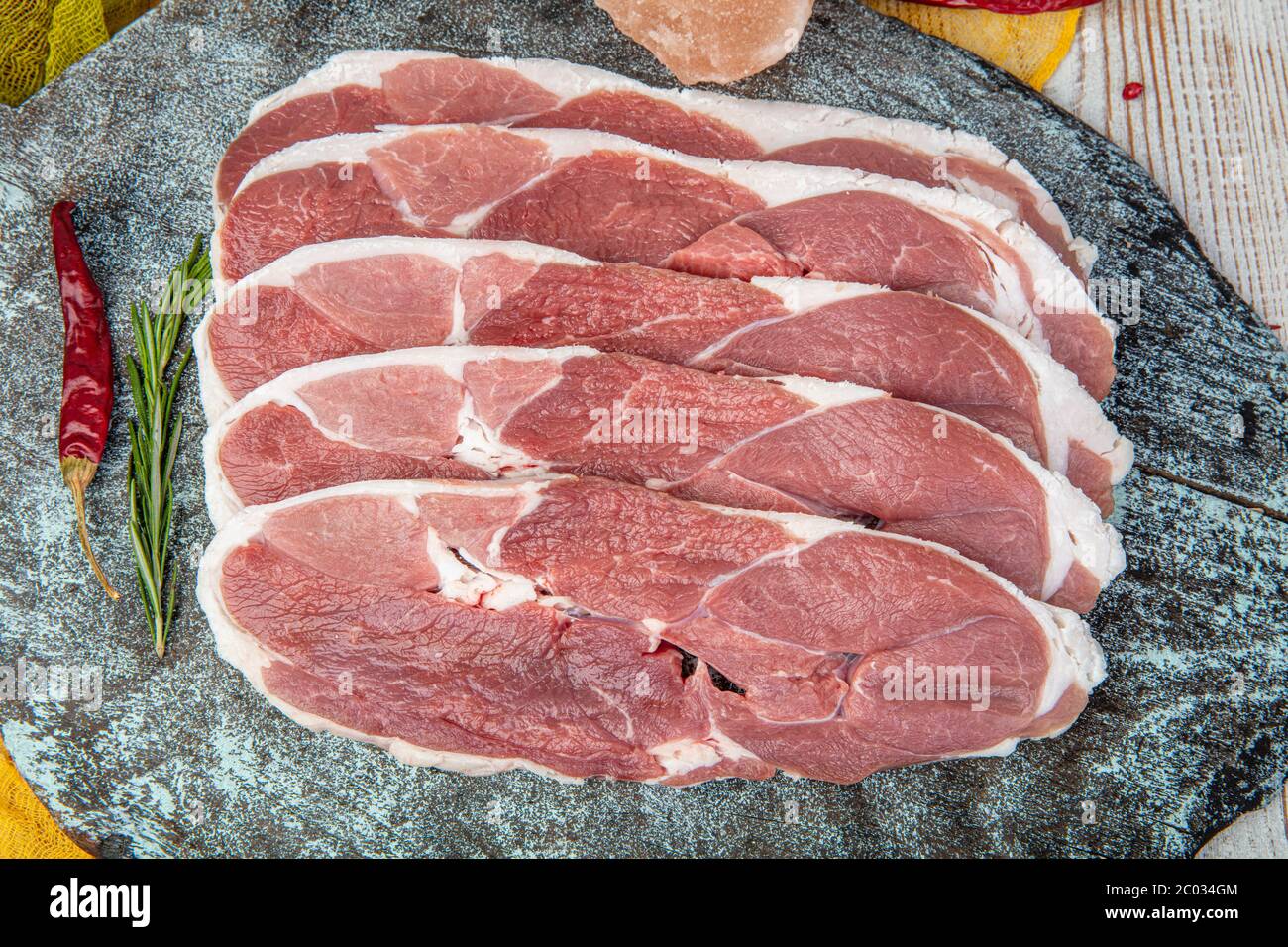 Barbecue Rib Eye Steak, dry Aged Wagyu Entrecote. Variety of Raw Angus