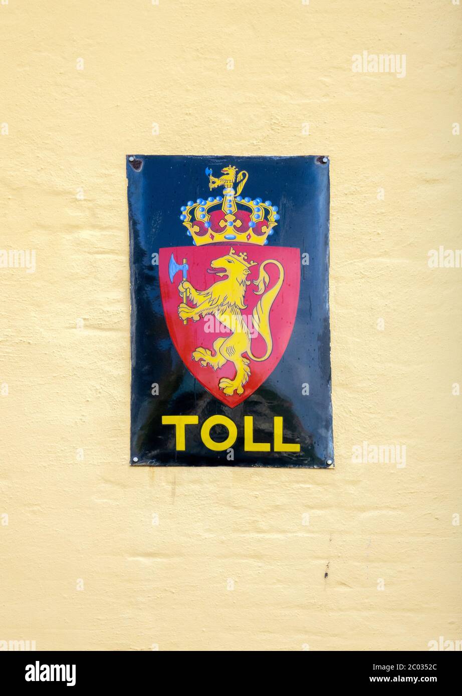 Norwegian Customs Toll Crest Sign At The Port In Kristiansand Norway Stock Photo