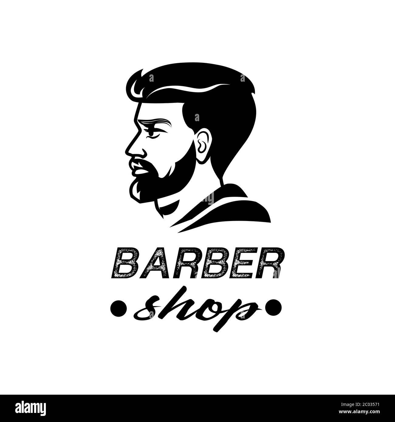 Barber Shop Logo. Black and white isolated vector Stock Vector