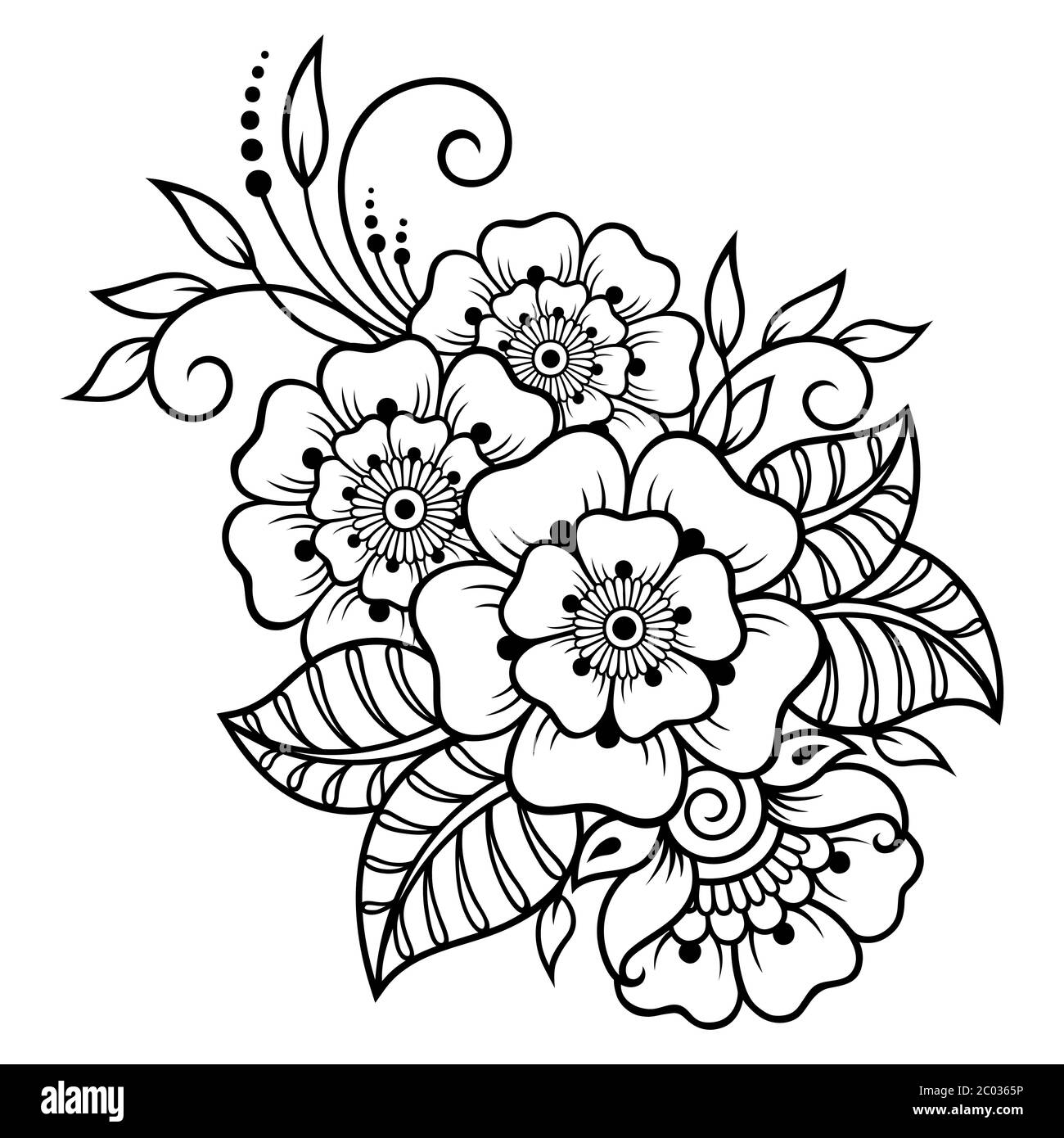 Hand-drawn abstract henna mehndi flower ornament Vector Image