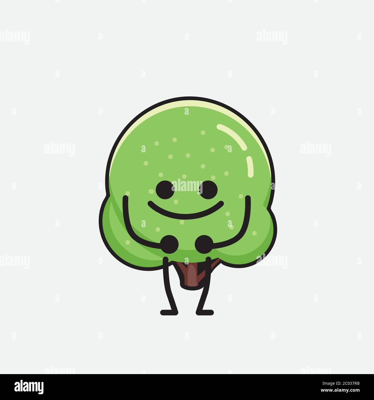 An illustration of Cute Green Rounded Tree Mascot Vector Character in ...