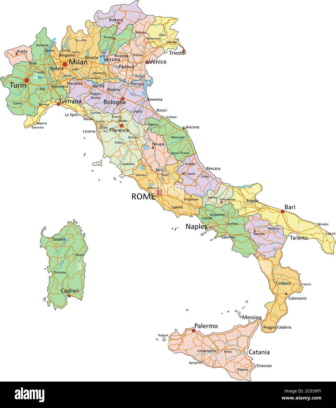 Italy Highly Detailed Editable Political Map With Separated Layers Italy Highly Detailed Editable Political Map With Separated Layers 2C039FY 