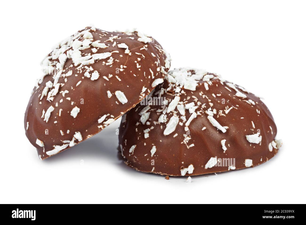 Marshmallows in chocolate Stock Photo