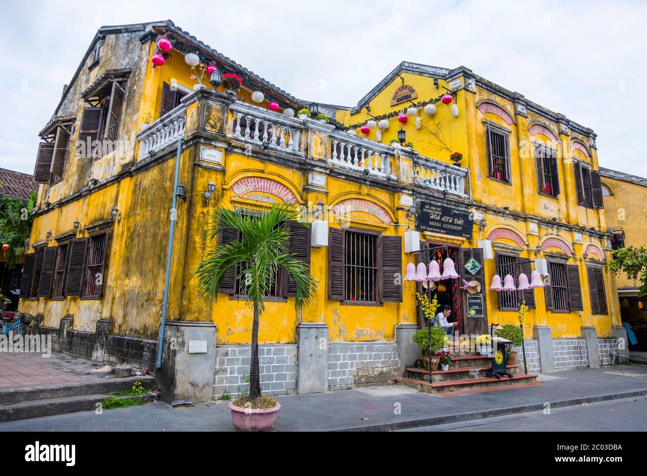 Restaurant Sakura, Bach Dang, riverside street, old town, Hoi An, Vietnam, Asia Stock Photo