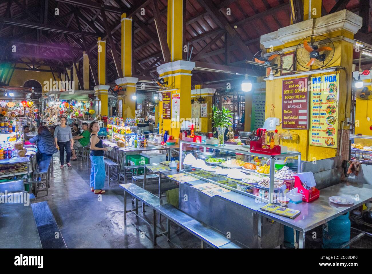 Food court, Cho Hoi An, Central market hall, old town, Hoi An, Vietnam, Asia Stock Photo
