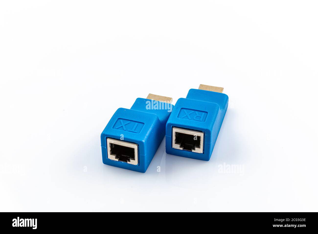 Image of HDMI extender to network lan internet adapter computer isolated on white background. Computer hardware. HDMI Extender by cat 6 6E cable HDMI Stock Photo Alamy