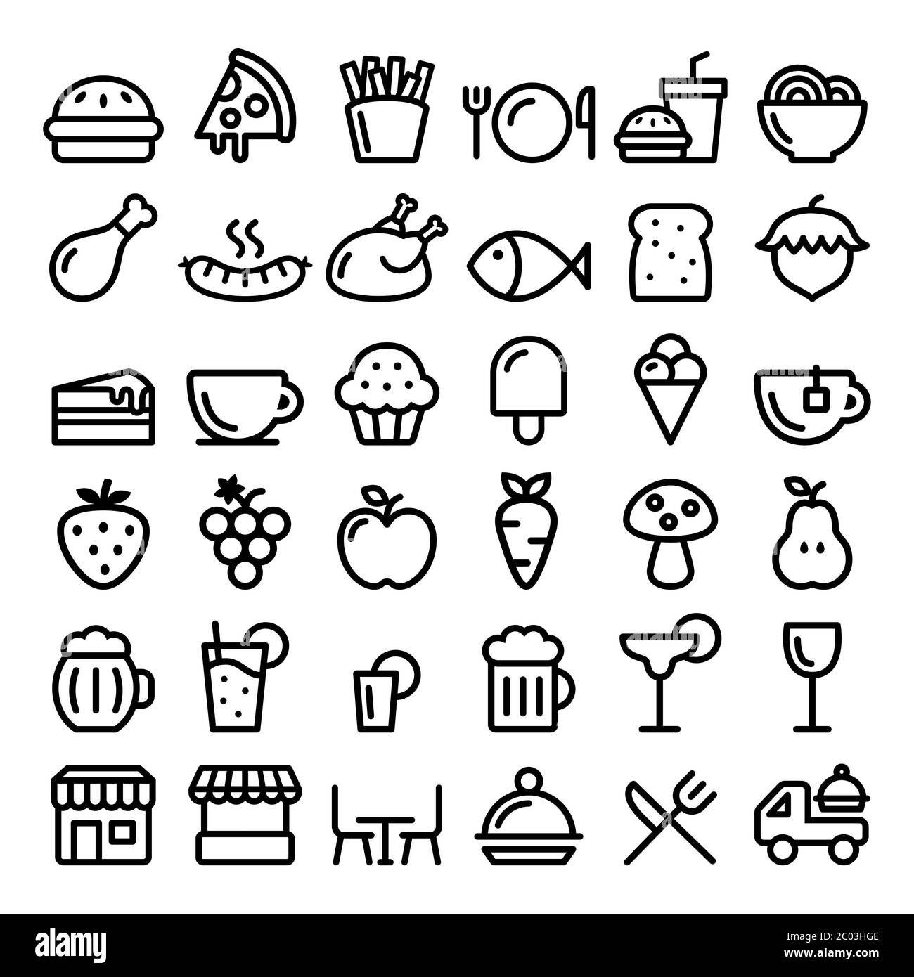 Food, cooking, pub, restaurant or cafe vector line icons - eating, drinking concept design Stock Vector