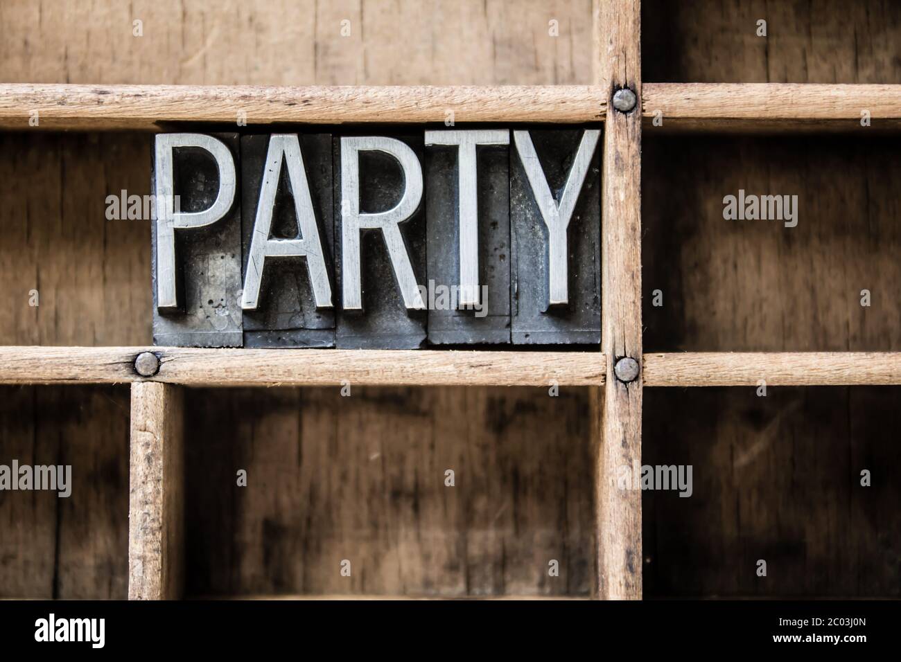 Party Letterpress Type in Drawer Stock Photo Alamy