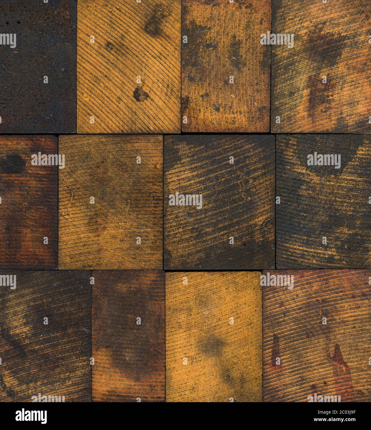 Stained Wooden Printing Blocks Stock Photo
