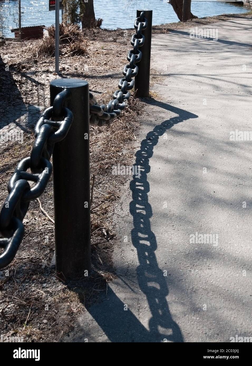 Black chain fence Stock Photo Alamy