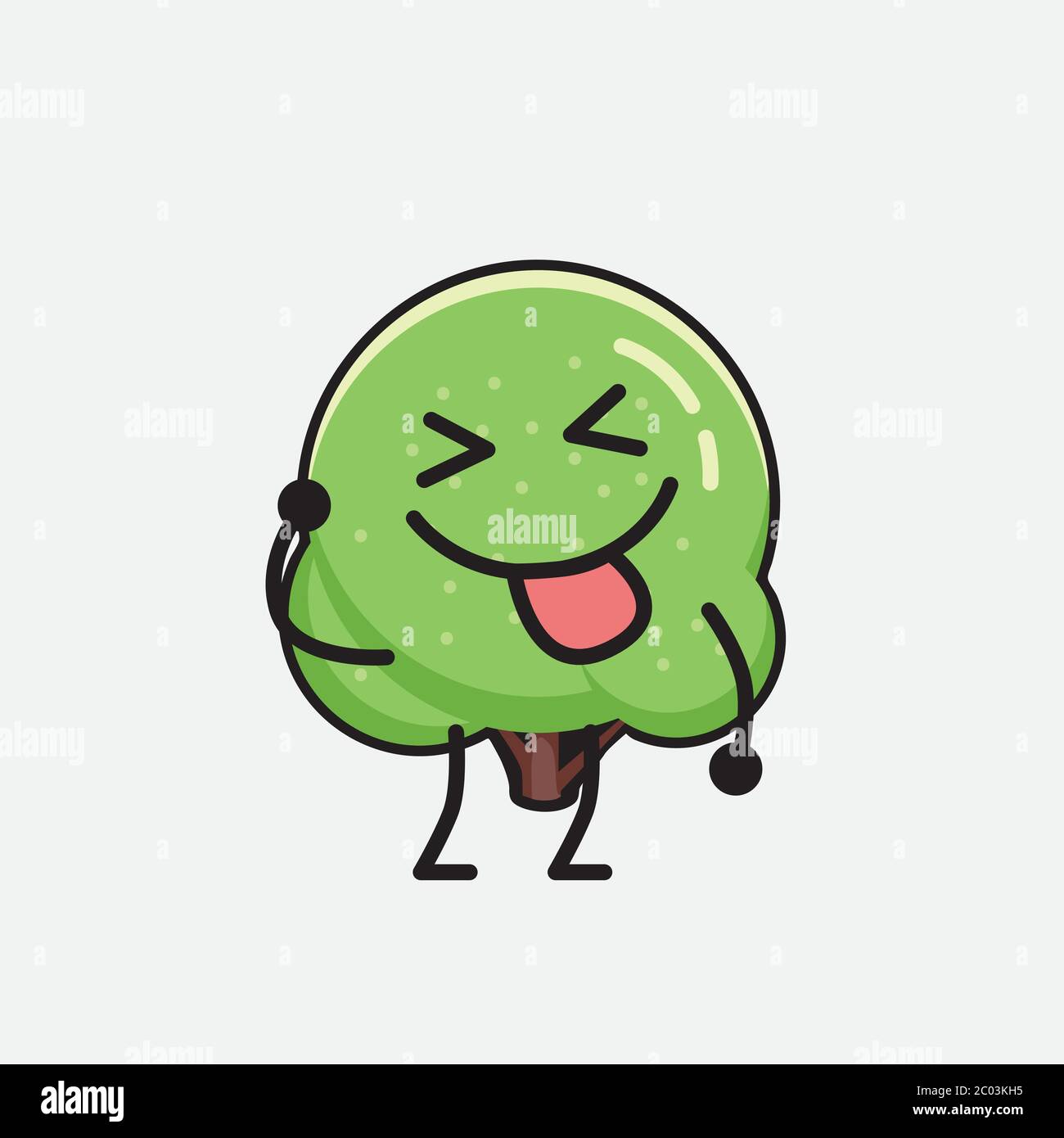 An illustration of Cute Green Rounded Tree Mascot Vector Character in ...