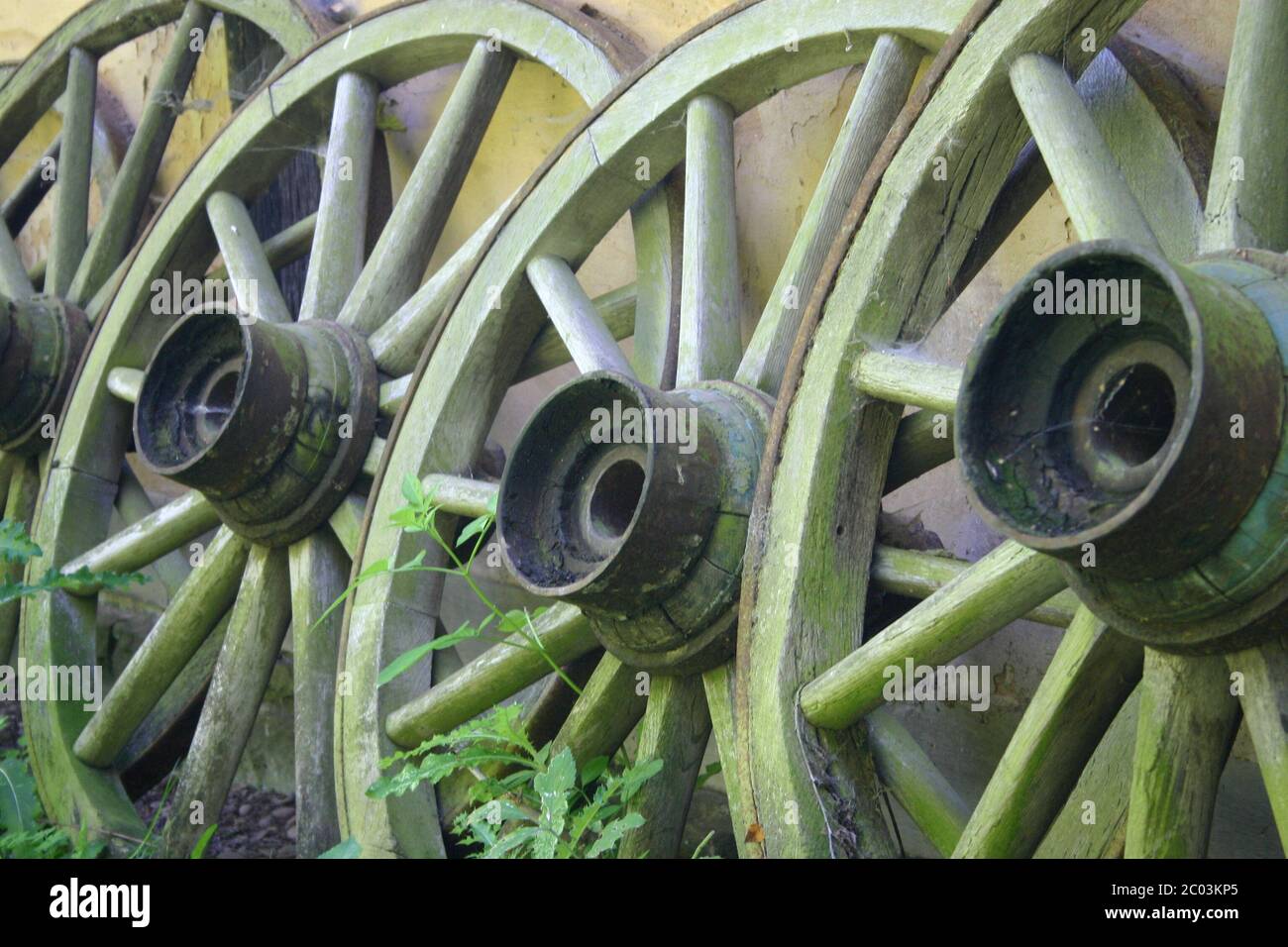 wooden spoke wheels Stock Photo