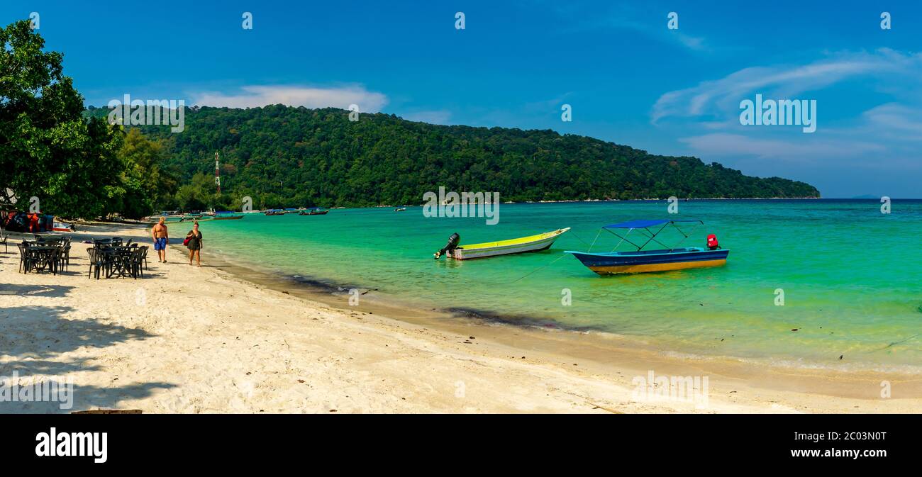 Redang Islands, Malaysia; May-2019; White Sand Beach, Redang Island, Malaysia Stock Photo
