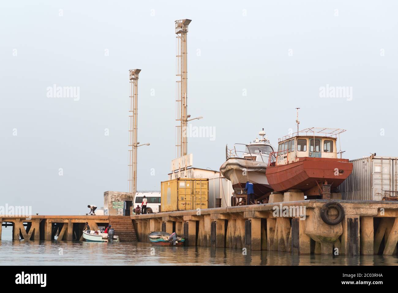 The port of Bissau in Guinea-Bissau, West Africa Stock Photo