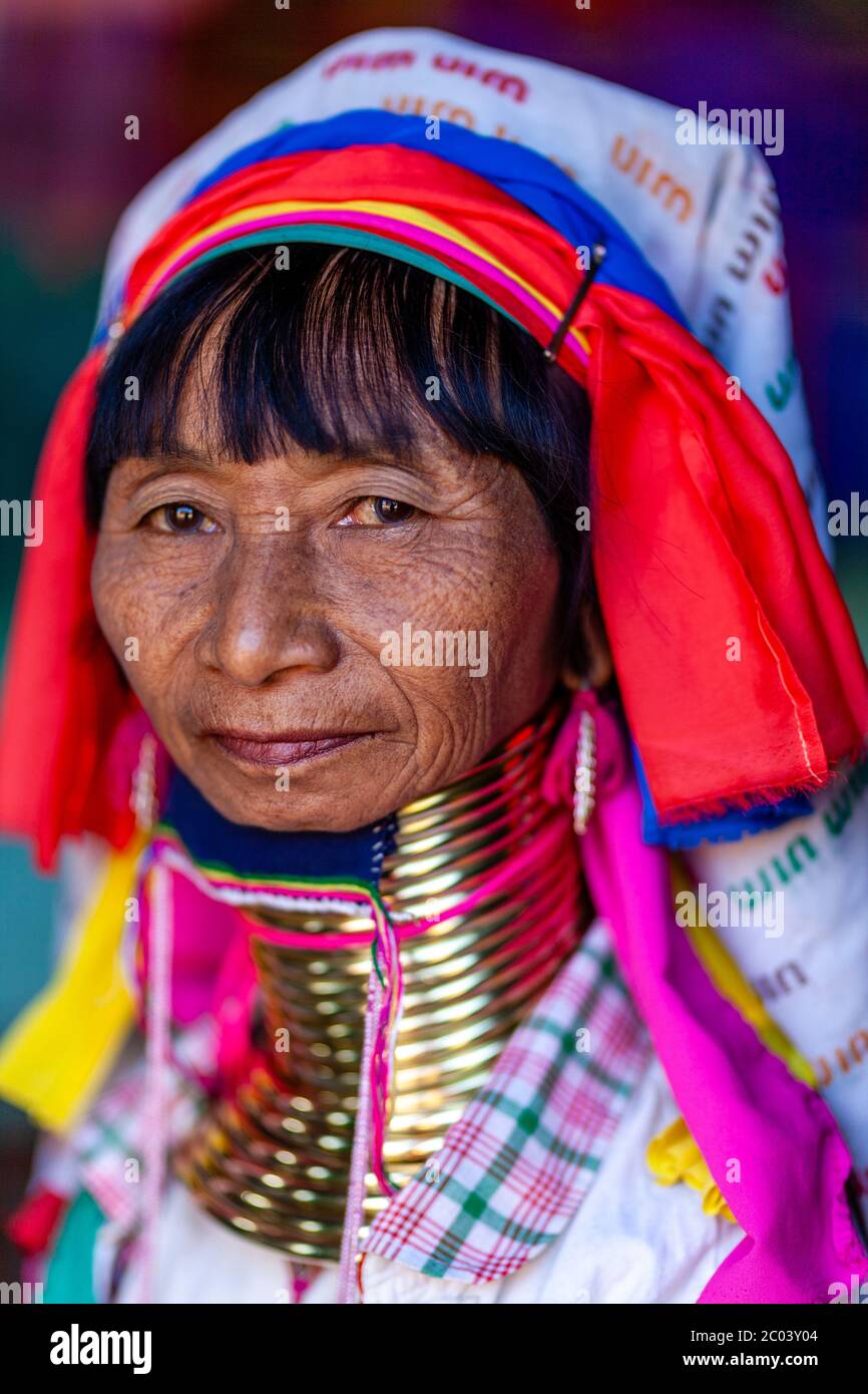 A Portrait Of A Woman From The Kayan (Long Neck) Ethnic Group, Lake Inle, Shan State, Myanmar. Stock Photo