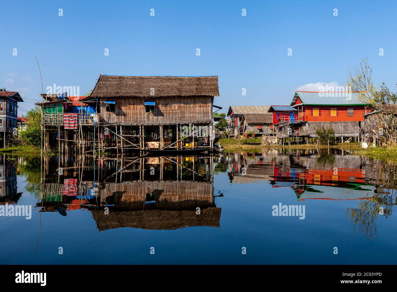 Stilt Houses On Lake Inle, Nam Pan Floating Village, Shan State