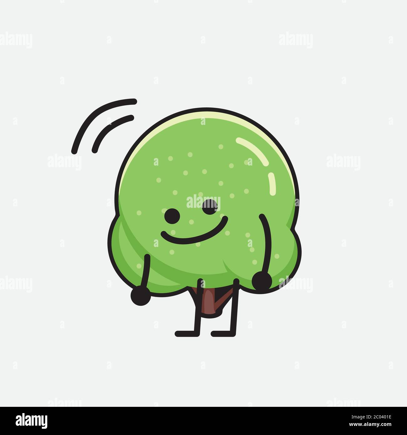 An illustration of Cute Green Rounded Tree Mascot Vector Character in ...
